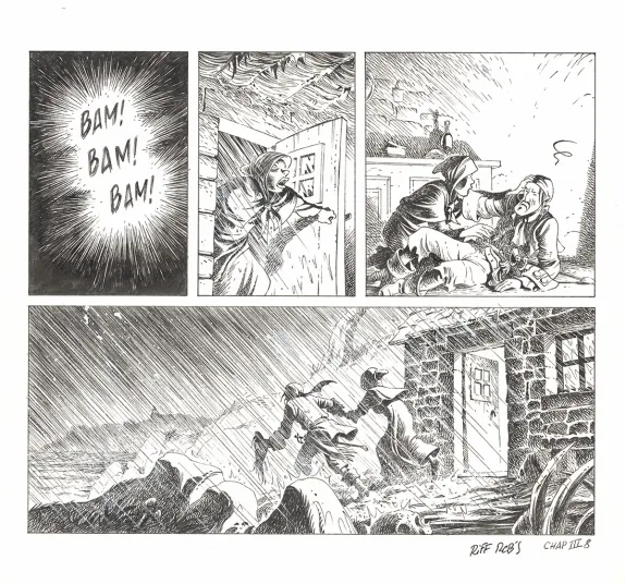 Black and white original page, Kernok le pirate,  Riff Reb's