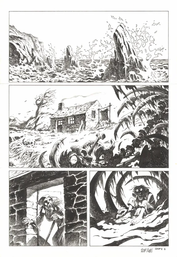 Black and white original page, Kernok le pirate,  Riff Reb's