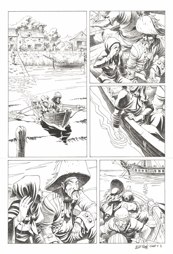 Black and white original page, Kernok le pirate,  Riff Reb's