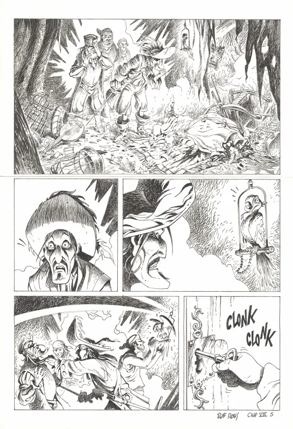 Black and white original page, Kernok le pirate,  Riff Reb's
