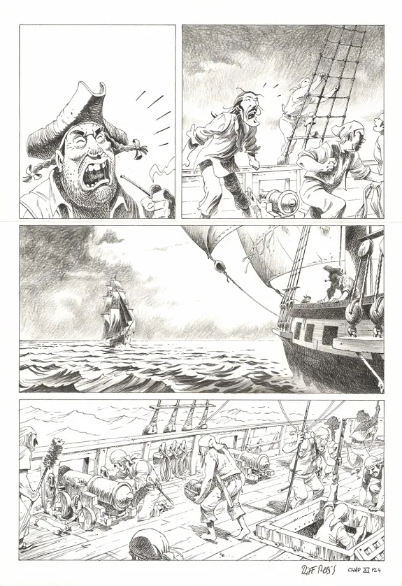 Black and white original page, Kernok le pirate,  Riff Reb's