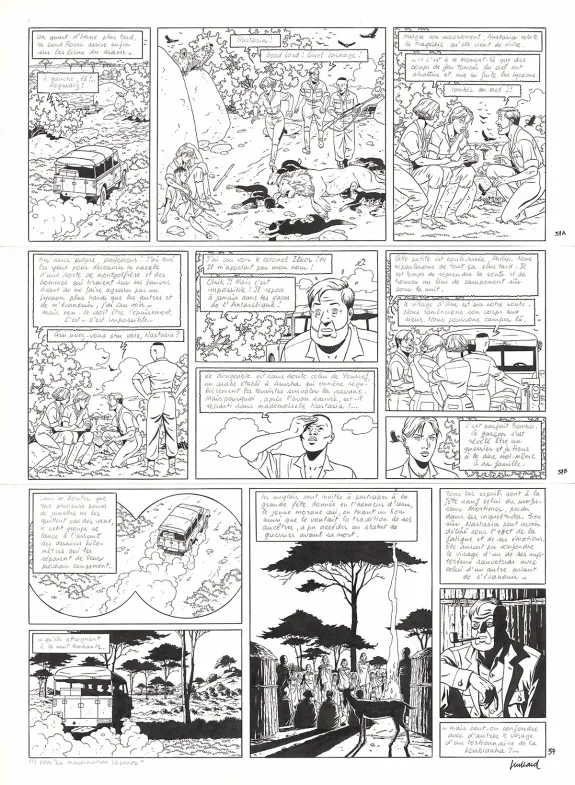Black and white original page, Blake et Mortimer, Le Sanctuaire du Gondwana (T.18), André Juillard