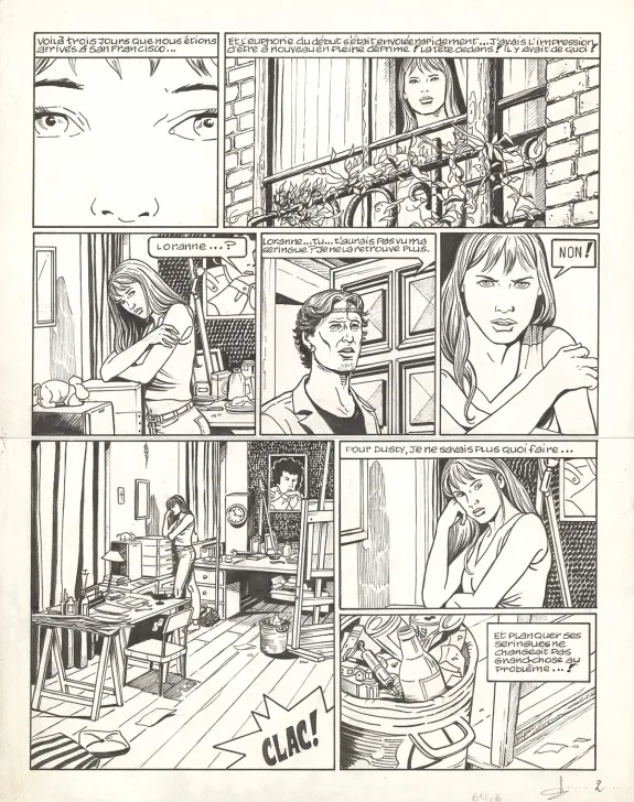 Black and white original page, Loranne, Frisco (T.3), Viviane Nicaise