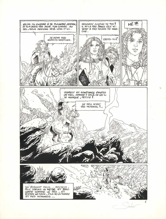 Planche noir et blanc, Solveig, La Sorcière et le corbeau (T.2), Eric Stalner