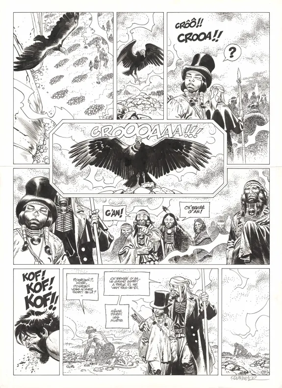 Black and white original page, Undertaker, L'Indien blanc (T.5), Ralph Meyer