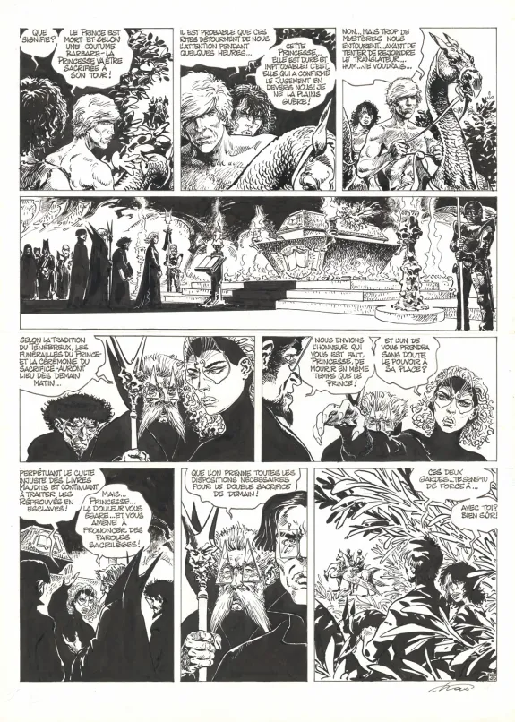 Planche noir et blanc, Hans, La Princesse d'Ultis (T.9),  Kas