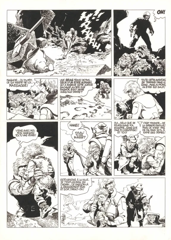 Planche noir et blanc, Hans, Le Visage du monstre (T.8),  Kas