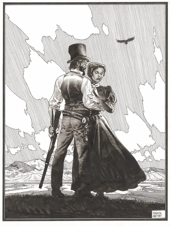 Black and white illustration, Undertaker, Ralph Meyer