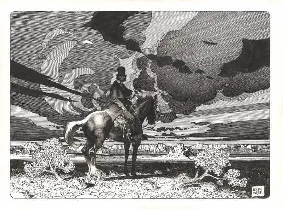 Black and white illustration, Undertaker, Ralph Meyer