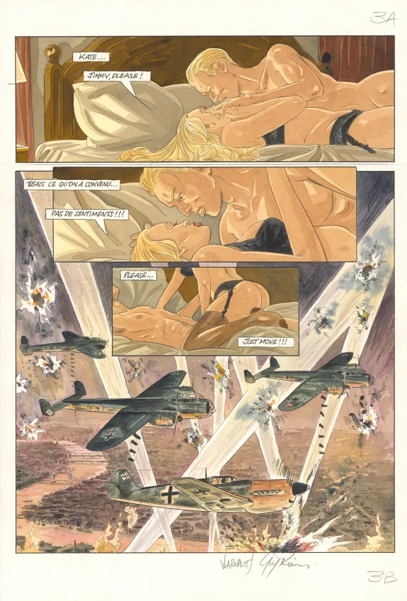 Colored original page, Ciel d'orages, London burning (T.1),  Warnauts et Raives