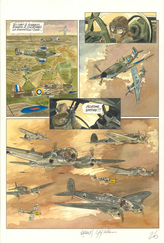 Colored original page, Ciel d'orages, London burning (T.1),  Warnauts et Raives
