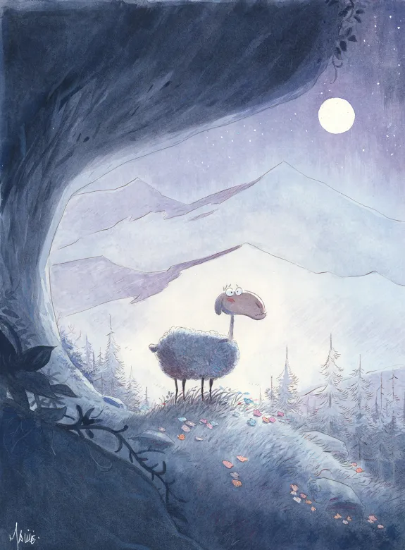 Illustration couleur, Edmond gros mouton, Vincent Mallié