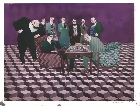 Illustration couleur, Le Joueur d'échecs, David Sala