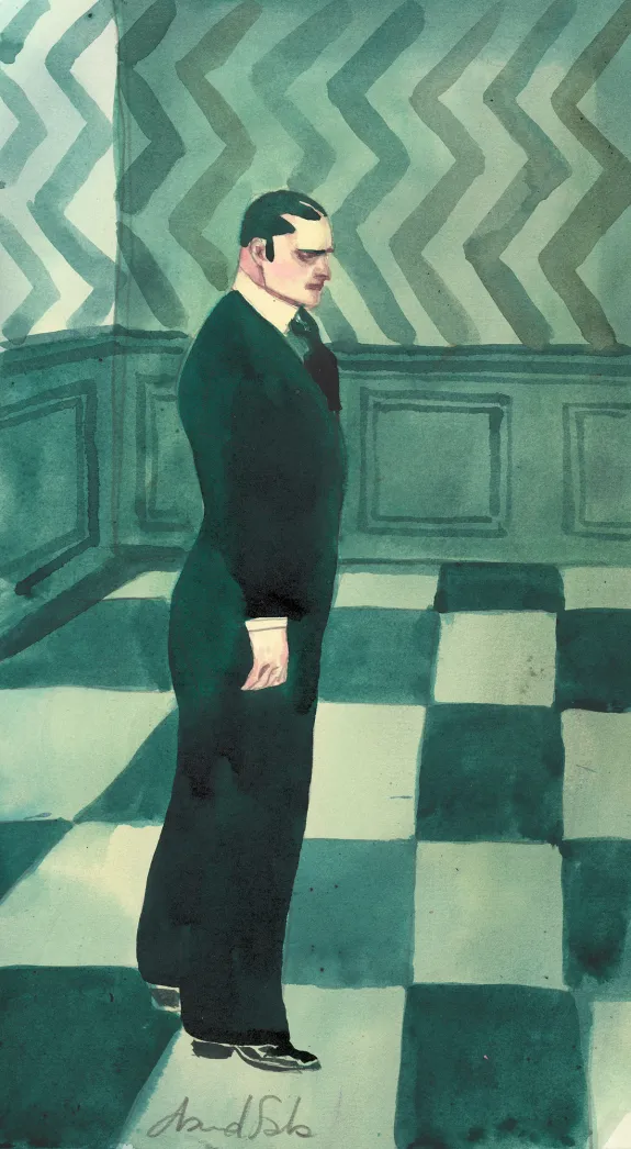 Illustration couleur, Le Joueur d'échecs, David Sala