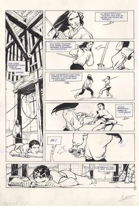Black and white original page, Marie des Loups, La garde Rouge (T.1), Régis Penet