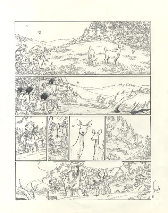 Planche noir et blanc, Popotka le petit sioux, Mahto (T.3), Fred Simon