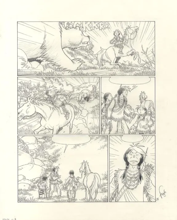 Planche noir et blanc, Popotka le petit sioux, Mahto (T.3), Fred Simon