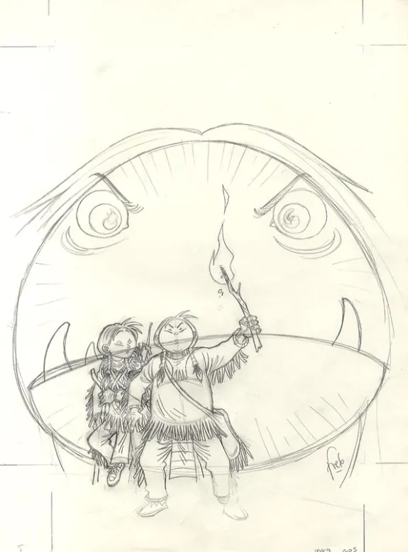 Projet de couverture, Popotka le petit sioux, Wendigo (T.2), Fred Simon