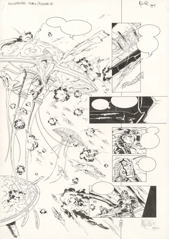 Black and white original page, Kookaburra, Système Ragnarok (T.4), Nicolas Mitric