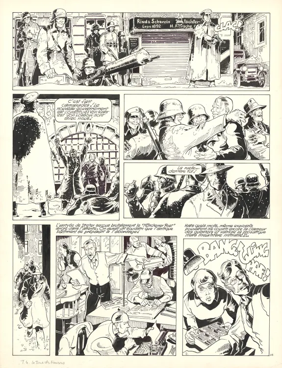 Black and white original page, Louis la Guigne, Le jour des faucons (T.4), Jean-Paul Dethorey