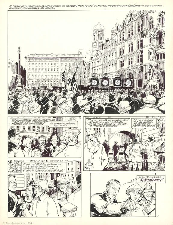 Planche noir et blanc, Louis la Guigne, Le jour des faucons (T.4), Jean-Paul Dethorey