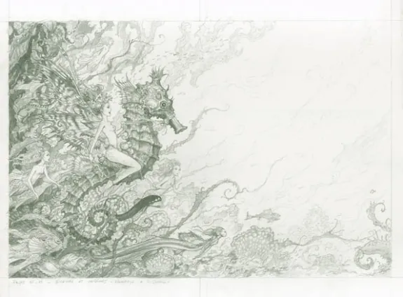 Illustration noir et blanc, L'Univers féerique, L'Univers féerique d'Olivier Ledroit - Livre 2 (T.2), Olivier Ledroit