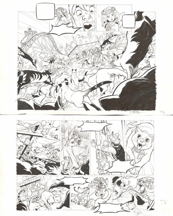 Black and white original page, Talisman, Le Grimoire des Souhaits (T.1), Montse Martin