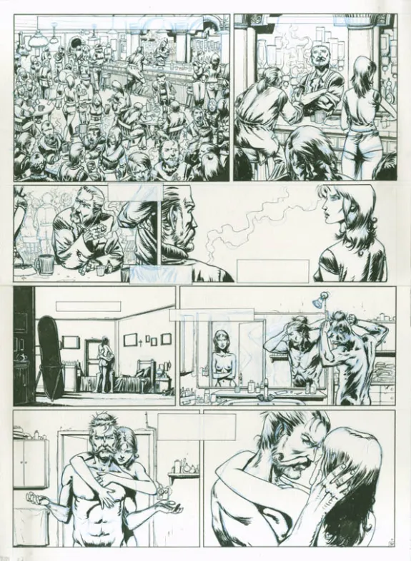Planche noir et blanc, Une balle dans la tête, Angus (T.1),  Jef