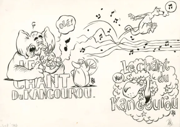 Black and white illustration, Le Cri de l'autruche, Nicolas Poupon