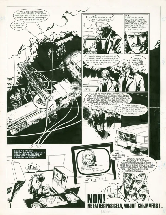 Black and white original page, Bruno Brazil, Quitte ou double pour Alak 6 (T.9), William Vance
