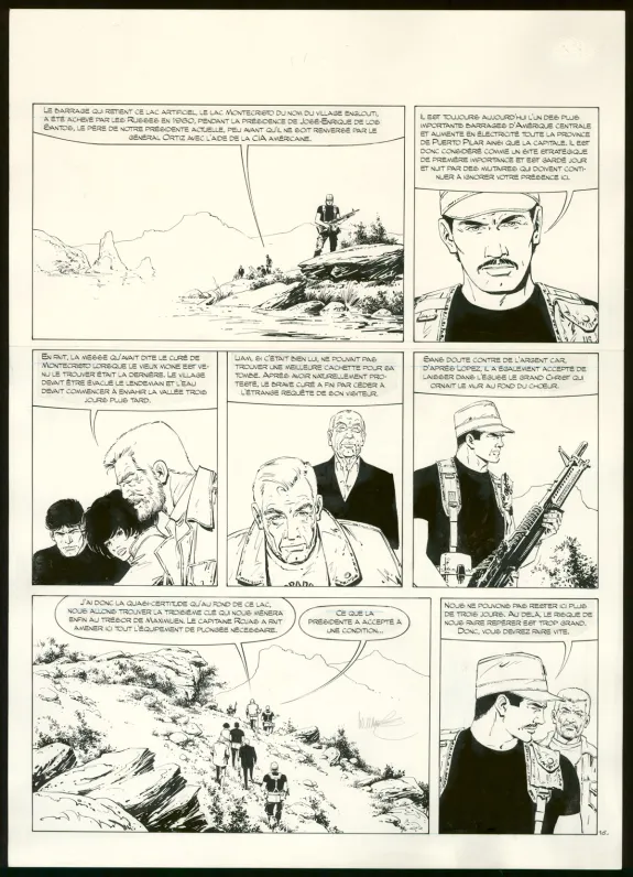 Black and white original page, XIII, Opération Montecristo (T.16), William Vance