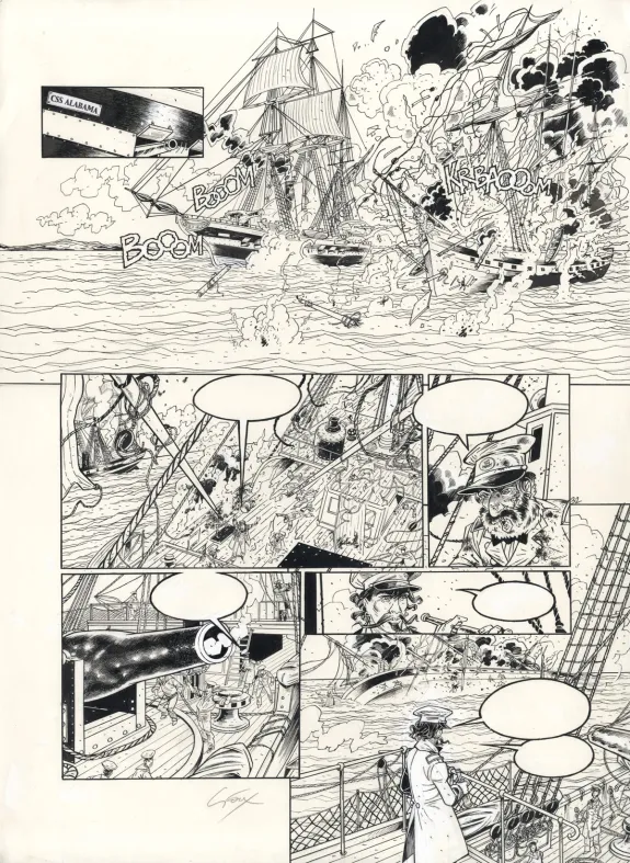 Black and white original page, Hauteville House, USS Kearsarge (T.5), Thierry Gioux