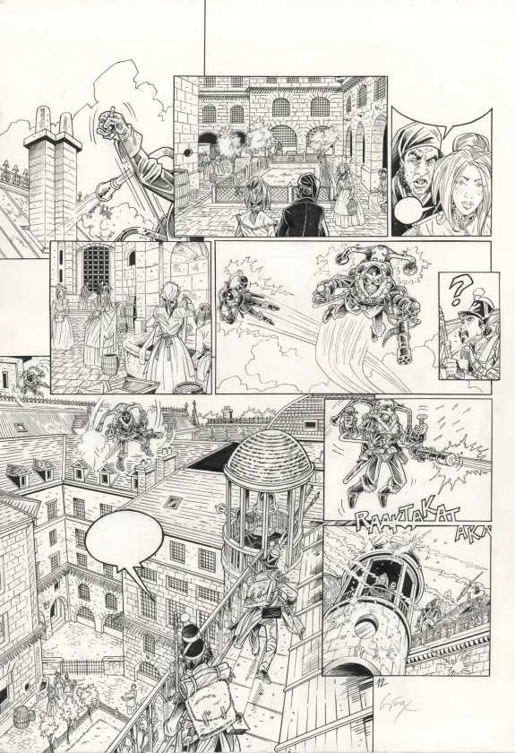 Black and white original page, Hauteville House, Expédition Vanikoro  (T.7), Thierry Gioux