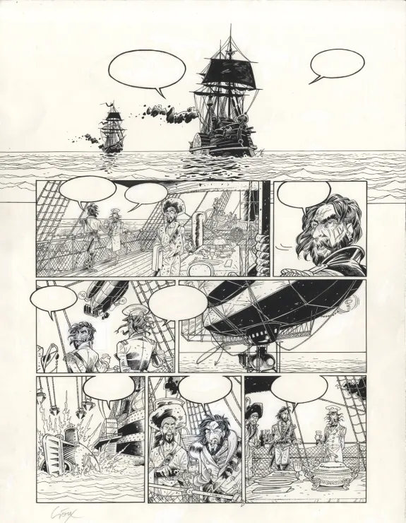 Black and white original page, Hauteville House, Expédition Vanikoro  (T.7), Thierry Gioux