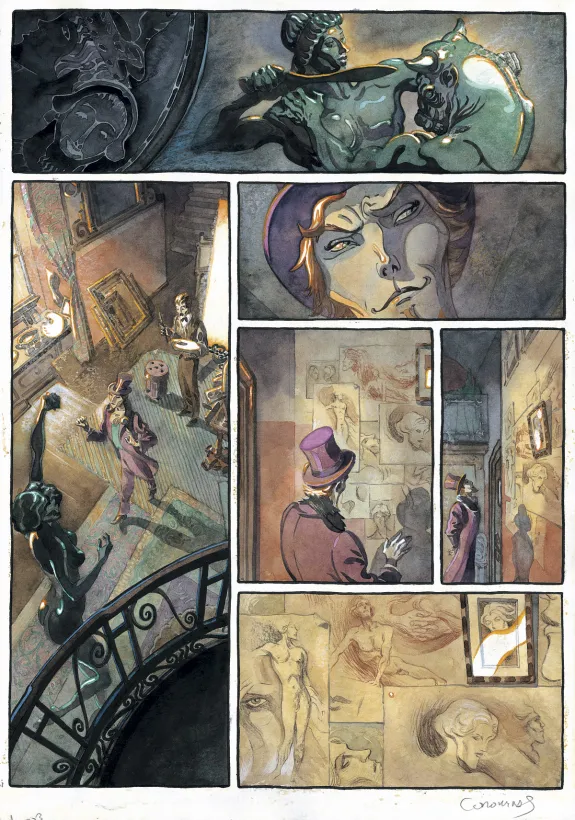 Colored original page, Dorian Gray, Enrique Corominas