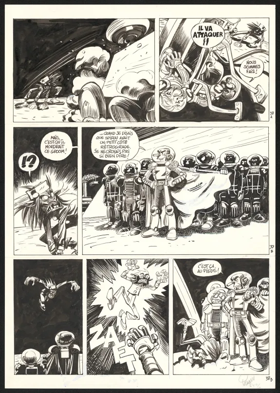 Planche noir et blanc, Spirou et Fantasio, La Face cachée du Z (T.52),  Yoann