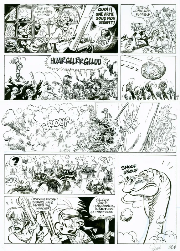Black and white original page, Spirou et Fantasio, Alerte aux Zorkons (T.51),  Yoann