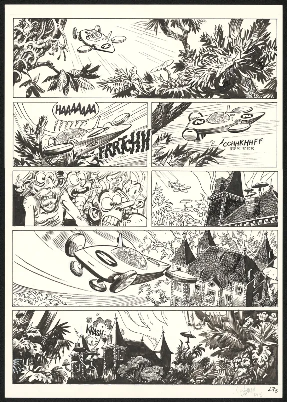 Black and white original page, Spirou et Fantasio, Alerte aux Zorkons (T.51),  Yoann
