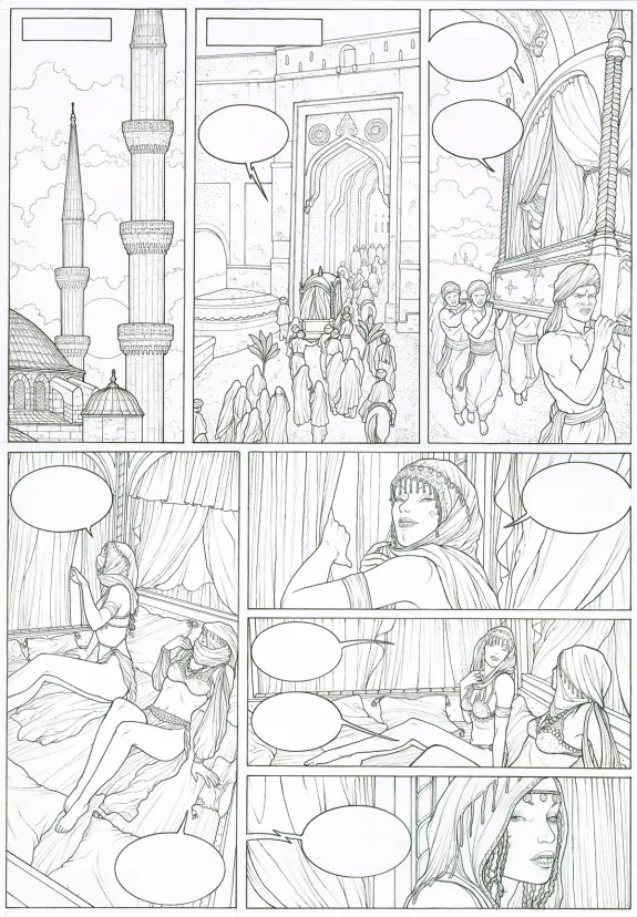 Planche noir et blanc, Succubes, Roxelane (T.2), Adriano De Vincentiis