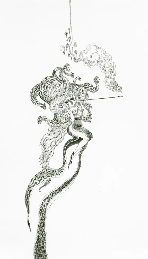 Black and white illustration, Giovanni Rigano