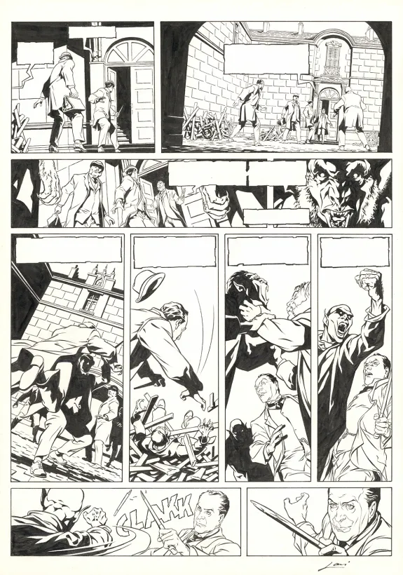 Planche noir et blanc, Sherlock Holmes & les vampires de Londres, L'appel du sang (T.1),  Laci