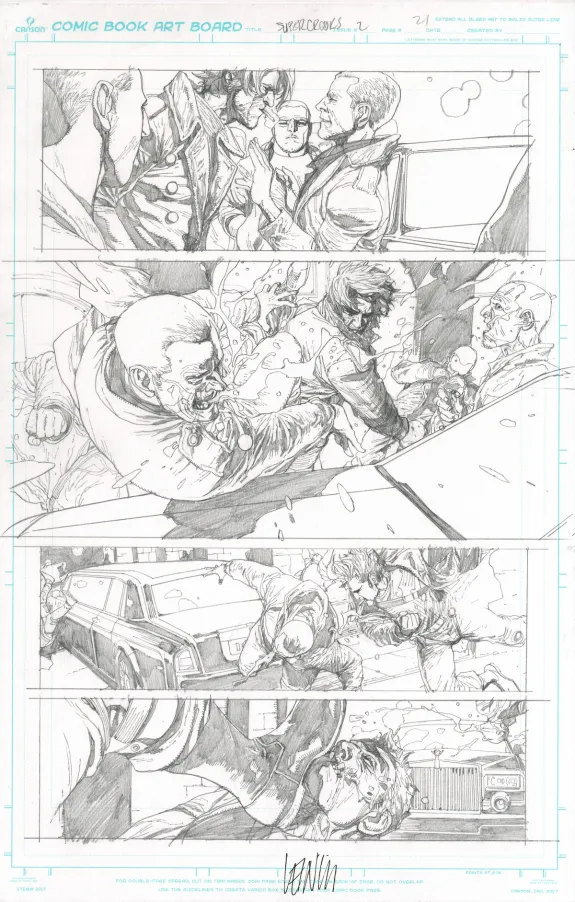 Black and white original page, Super Croocks, Issue 02 (T.2), Leinil Yu