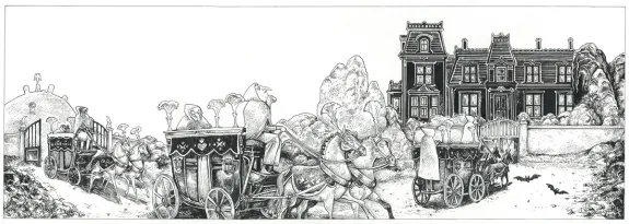 Illustration noir et blanc, L'Étrange Réveillon, Lionel Richerand