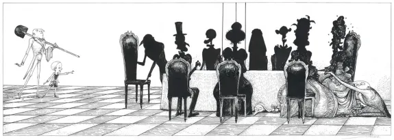 Illustration noir et blanc, L'Étrange Réveillon, Lionel Richerand