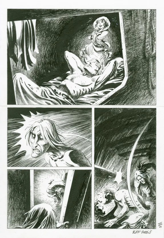 Planche noir et blanc, Le Loup des mers,  Riff Reb's