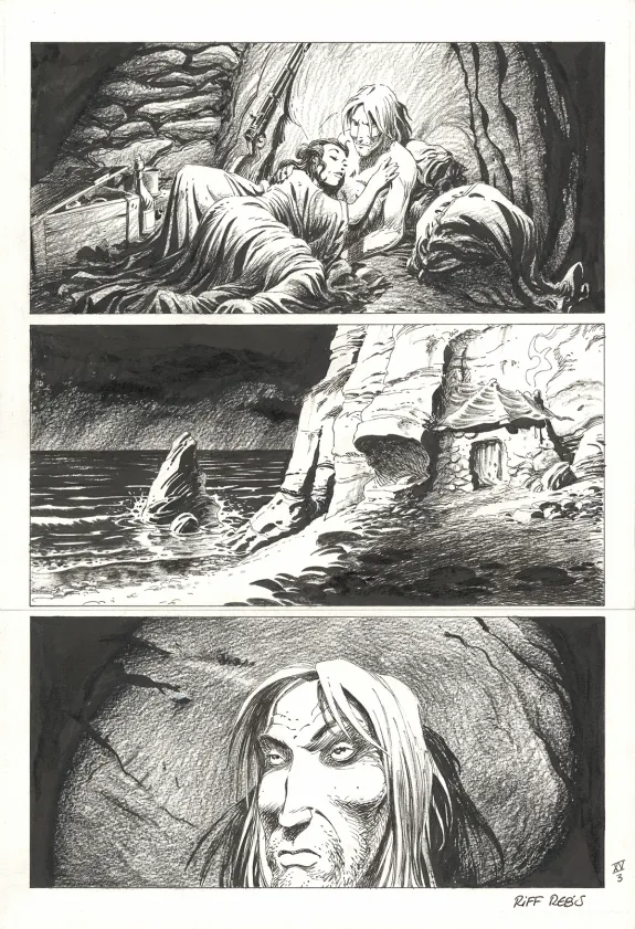 Planche noir et blanc, Le Loup des mers,  Riff Reb's