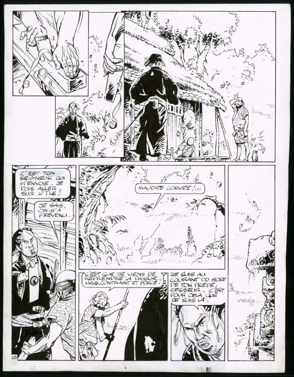 Black and white original page, Kogaratsu, La Stratégie des phalènes (T.9), Marc Michetz