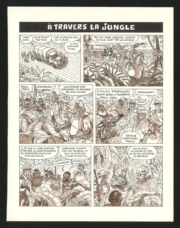 Black and white original page, Voyage au bout de la lune, Daniel Goossens