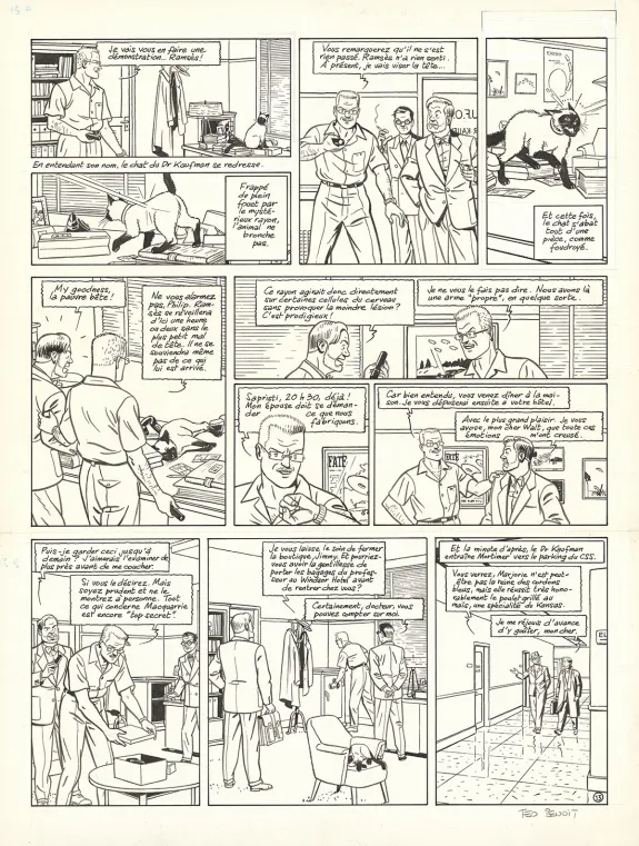 Black and white original page, Blake et Mortimer, L'Étrange Rendez-vous (T.15), Ted Benoit