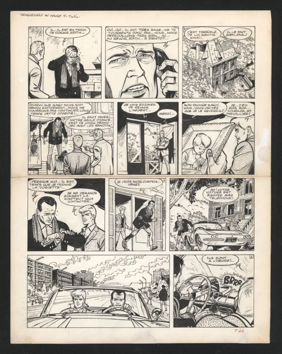 Planche noir et blanc, Ric Hochet, Traquenard au Havre (T.1),  Tibet